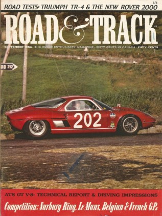 ROAD & TRACK 1964 SEPT - D-TYPE, ATS GT, MUSTANG 289